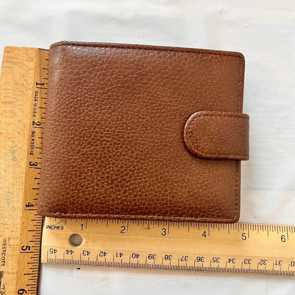 Brown Pebbled Leather Wallet 16 credit card slots Quad-Fold NWOT micro pak